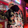 Mens Hip Hop Streetwear Hoodie Sweatshirt Chinese Kanji Girl Warrior Autumn Winter Cotton Fleece Pullover Harajuku Black | Vimost Shop.