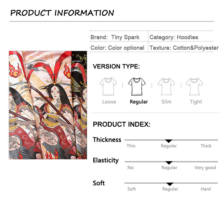 Mens Hip Hop Streetwear Hoodie Sweatshirt Chinese Kanji Girl Warrior Autumn Winter Cotton Fleece Pullover Harajuku Black | Vimost Shop.