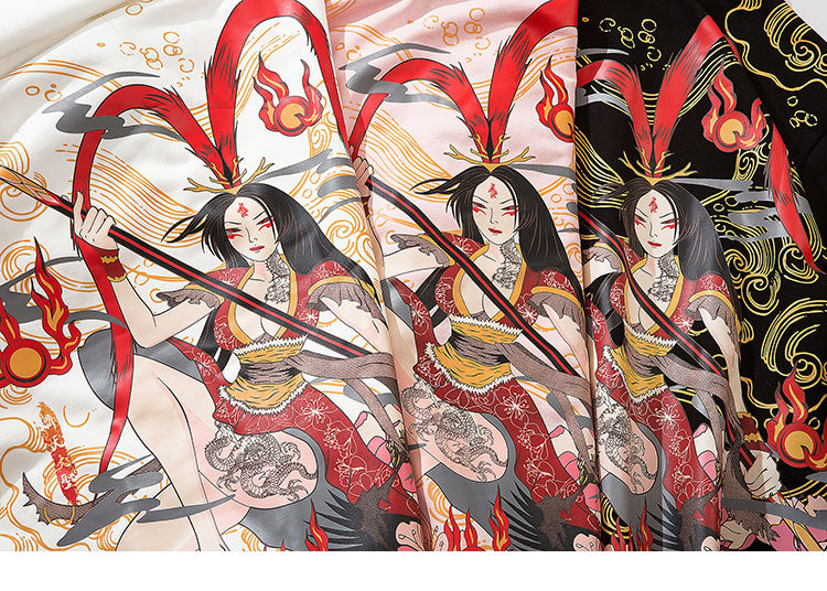 Mens Hip Hop Streetwear Hoodie Sweatshirt Chinese Kanji Girl Warrior Autumn Winter Cotton Fleece Pullover Harajuku Black | Vimost Shop.