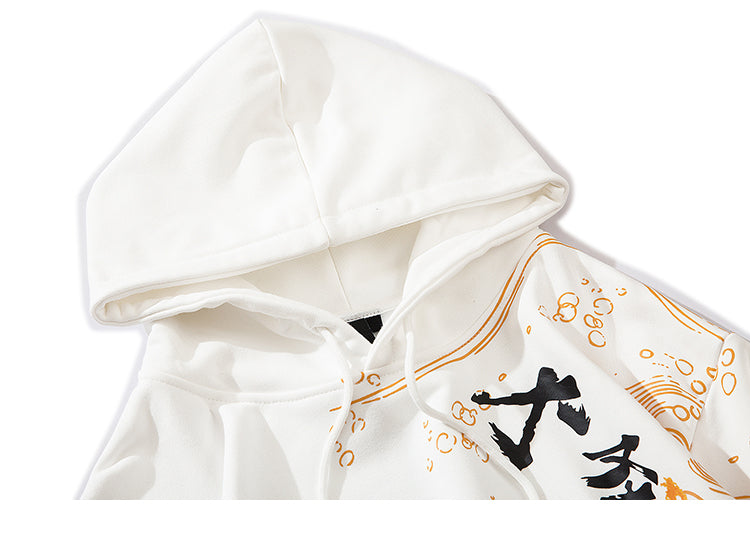 Mens Hip Hop Streetwear Hoodie Sweatshirt Chinese Kanji Girl Warrior Autumn Winter Cotton Fleece Pullover Harajuku Black | Vimost Shop.