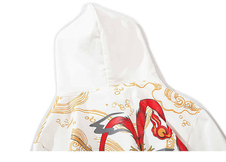 Mens Hip Hop Streetwear Hoodie Sweatshirt Chinese Kanji Girl Warrior Autumn Winter Cotton Fleece Pullover Harajuku Black | Vimost Shop.