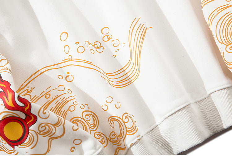 Mens Hip Hop Streetwear Hoodie Sweatshirt Chinese Kanji Girl Warrior Autumn Winter Cotton Fleece Pullover Harajuku Black | Vimost Shop.