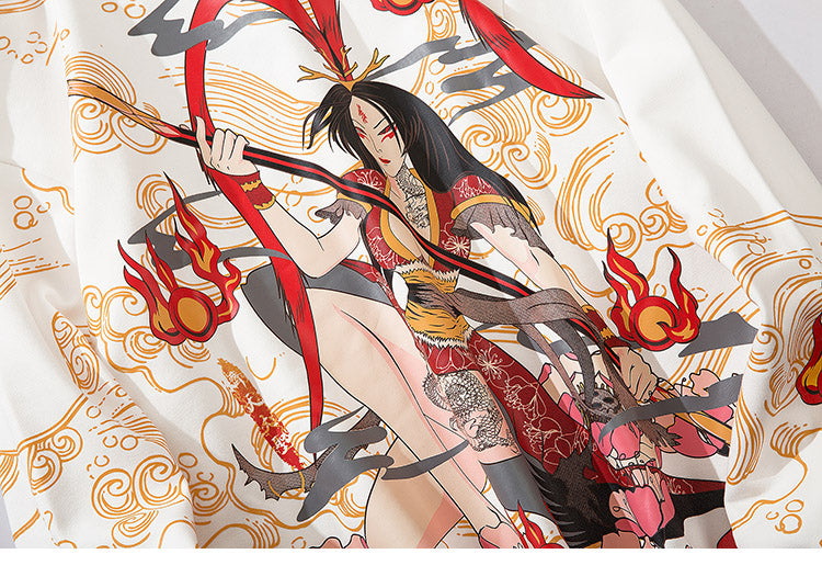 Mens Hip Hop Streetwear Hoodie Sweatshirt Chinese Kanji Girl Warrior Autumn Winter Cotton Fleece Pullover Harajuku Black | Vimost Shop.