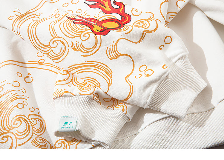 Mens Hip Hop Streetwear Hoodie Sweatshirt Chinese Kanji Girl Warrior Autumn Winter Cotton Fleece Pullover Harajuku Black | Vimost Shop.