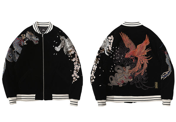 Streetwear Jacket Mens Hip Hop Coat Animals Floral Embroidery Jacket Zipper Cotton Track Jacket Coat Outwear Winter Parkas | Vimost Shop.