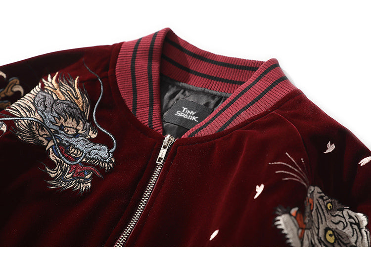 Streetwear Jacket Mens Hip Hop Coat Animals Floral Embroidery Jacket Zipper Cotton Track Jacket Coat Outwear Winter Parkas | Vimost Shop.