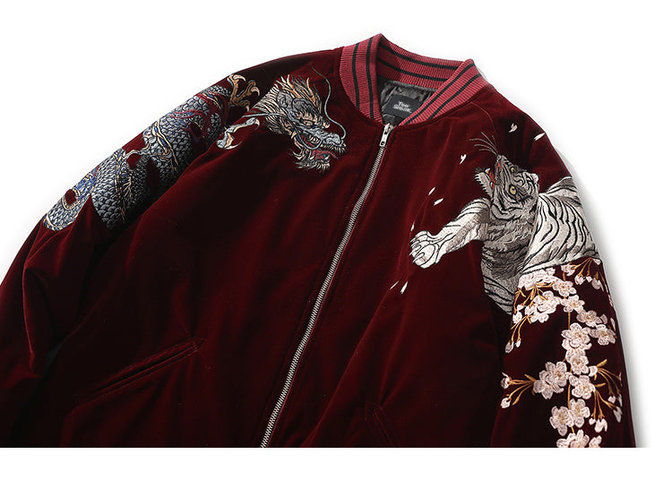 Streetwear Jacket Mens Hip Hop Coat Animals Floral Embroidery Jacket Zipper Cotton Track Jacket Coat Outwear Winter Parkas | Vimost Shop.