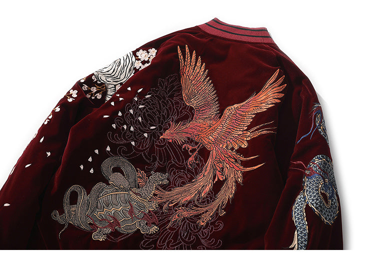 Streetwear Jacket Mens Hip Hop Coat Animals Floral Embroidery Jacket Zipper Cotton Track Jacket Coat Outwear Winter Parkas | Vimost Shop.