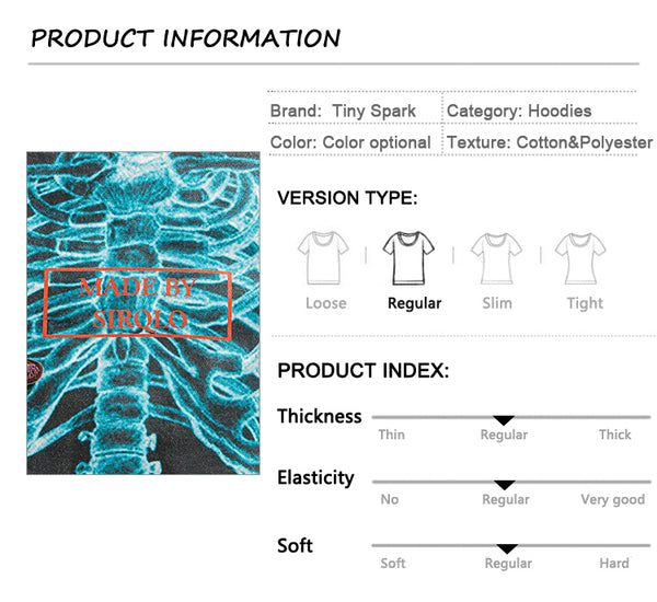 Mens Streetwear Hooded Pullover Chest Skeleton Printed Sweatshirt Hoodie Cotton Fleece Khaki New Pullover Sweatshirt | Vimost Shop.