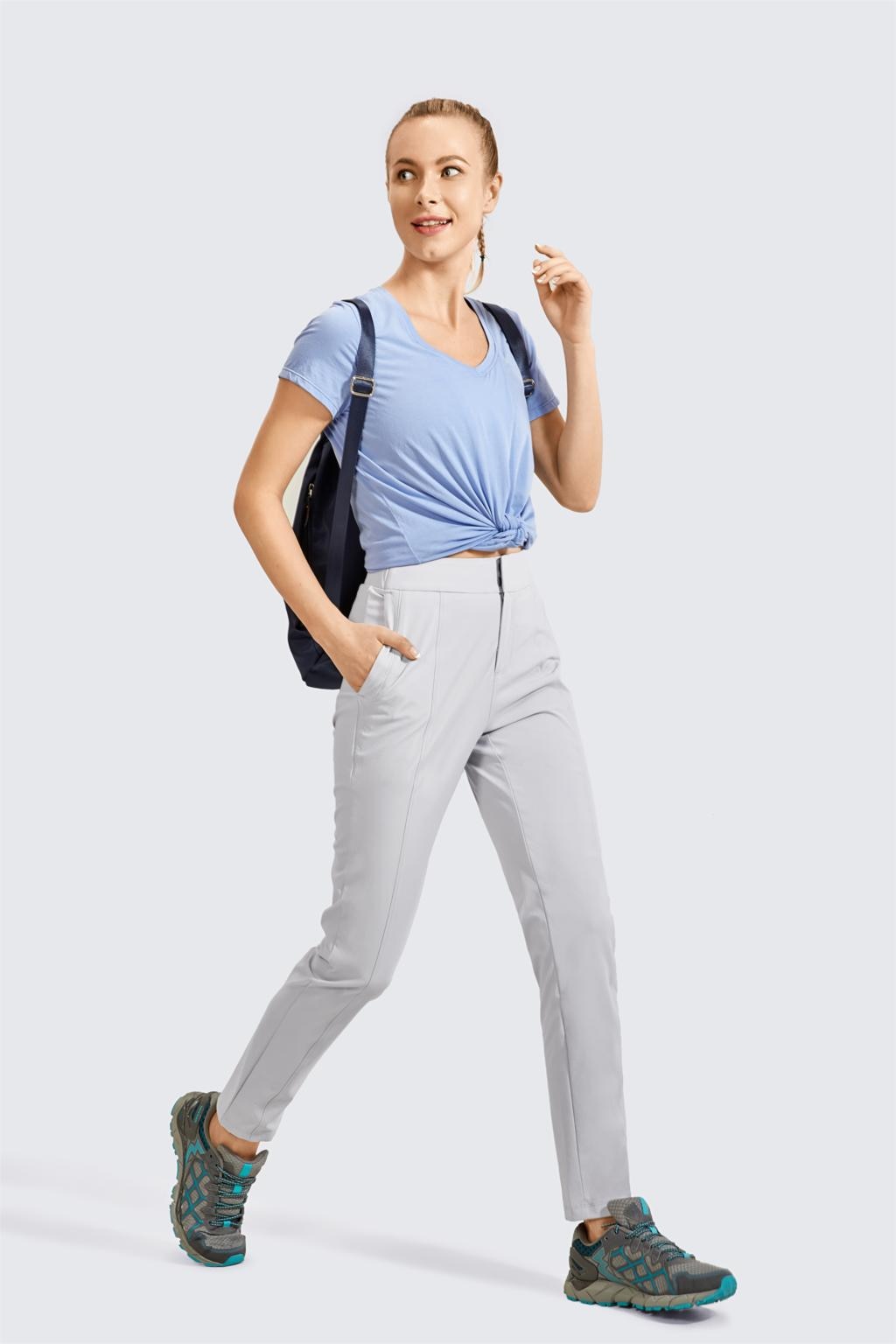 Women's Zip-off Hiking Pants Lightweight Quick Dry Comfy Casual Pants Elastic Waist Straight Leg