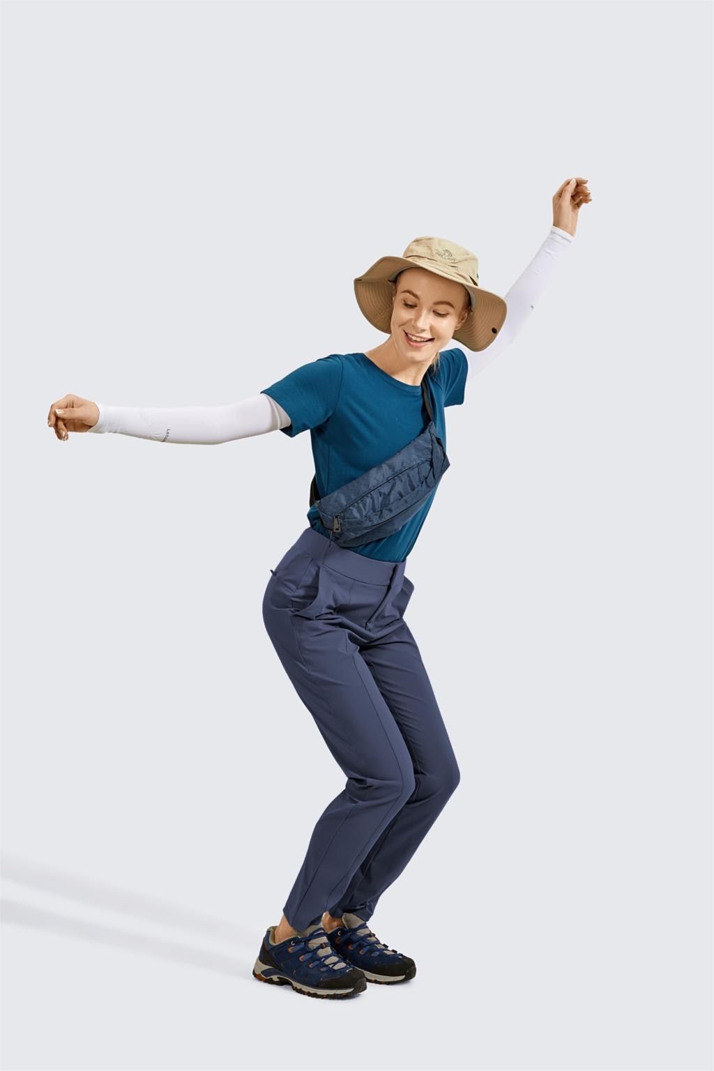 Women's Zip-off Hiking Pants Lightweight Quick Dry Comfy Casual Pants Elastic Waist Straight Leg