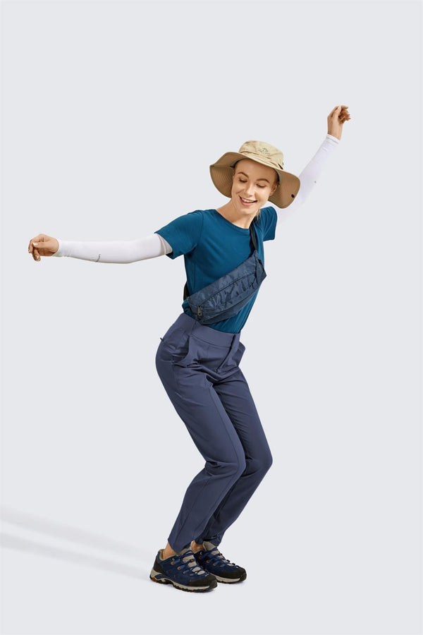 Women's Zip-off Hiking Pants Lightweight Quick Dry Comfy Casual Pants Elastic Waist Straight Leg