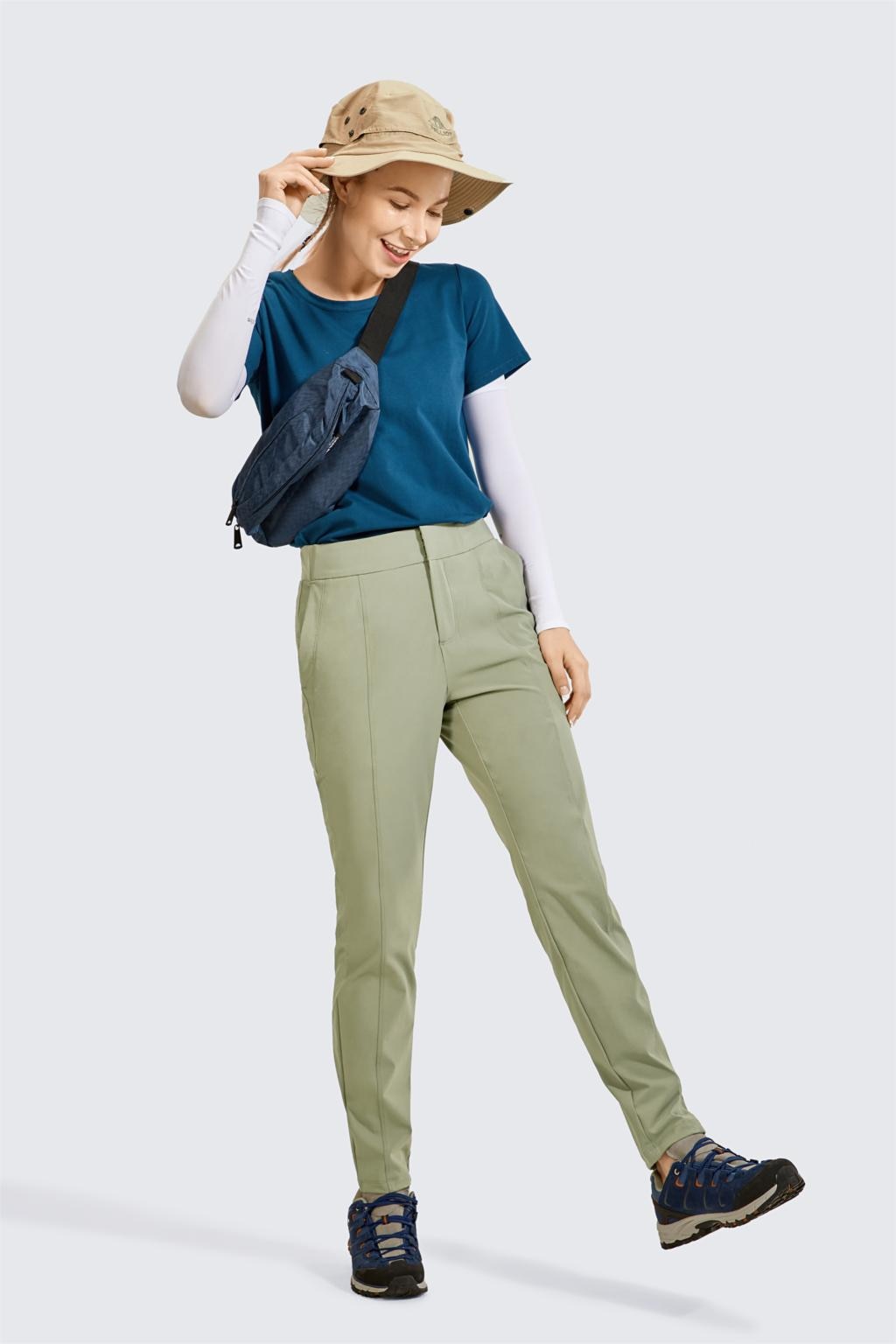Women's Zip-off Hiking Pants Lightweight Quick Dry Comfy Casual Pants Elastic Waist Straight Leg