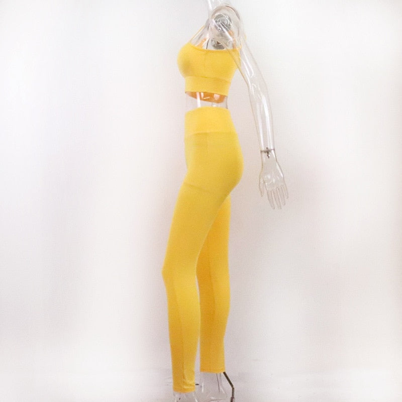 Seamless Sports Yoga Set Fitness Tracksuit Shoulder Crop Top And Leggings Pants Gym Running Dance Training Workout Suit | Vimost Shop.