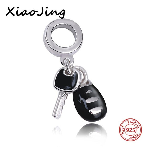 New diy design car keys with color enamel charms 925 Silver beads Fit Authentic Pandora Charm bracelet fashion jewelry making | Vimost Shop.