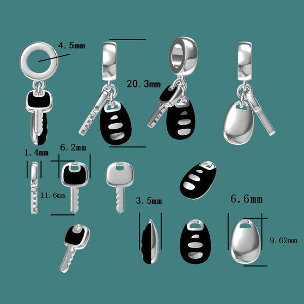 New diy design car keys with color enamel charms 925 Silver beads Fit Authentic Pandora Charm bracelet fashion jewelry making | Vimost Shop.