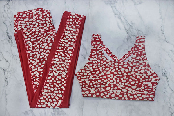 Seamless Dots Print Sports Yoga Set Gym Fitness Tracksuit Fashion Bra Top Leggings Suit Jogging Workout Training Dance Clothing | Vimost Shop.