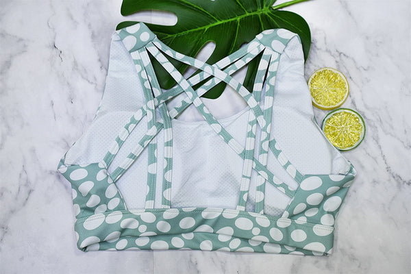 Seamless Dots Print Sports Yoga Set Gym Fitness Tracksuit Fashion Bra Top Leggings Suit Jogging Workout Training Dance Clothing | Vimost Shop.