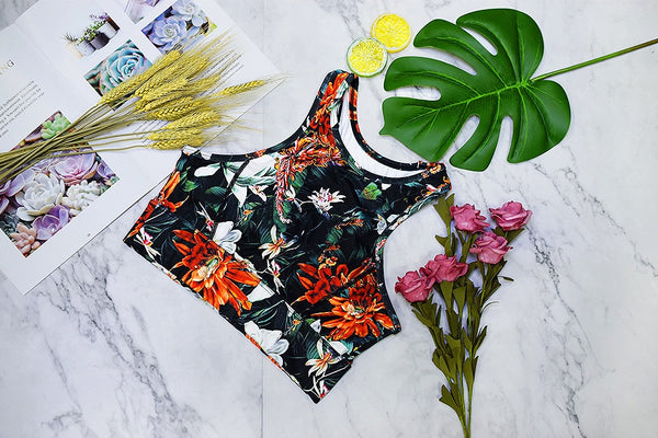 Seamless Floral Print Sports Yoga Set Gym Fitness Tracksuit Fashion Top Leggings Suit Jogging Workout Training Dance Clothing | Vimost Shop.