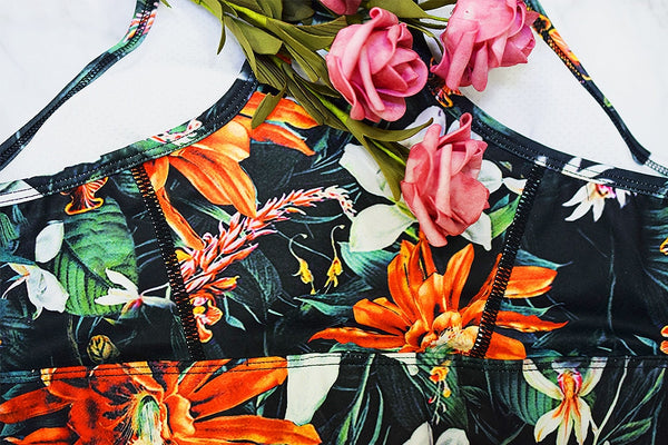 Seamless Floral Print Sports Yoga Set Gym Fitness Tracksuit Fashion Top Leggings Suit Jogging Workout Training Dance Clothing | Vimost Shop.