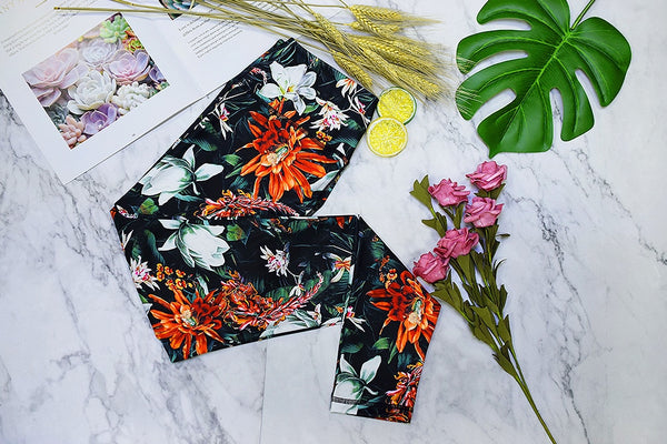 Seamless Floral Print Sports Yoga Set Gym Fitness Tracksuit Fashion Top Leggings Suit Jogging Workout Training Dance Clothing | Vimost Shop.