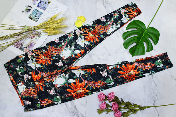 Seamless Floral Print Sports Yoga Set Gym Fitness Tracksuit Fashion Top Leggings Suit Jogging Workout Training Dance Clothing | Vimost Shop.