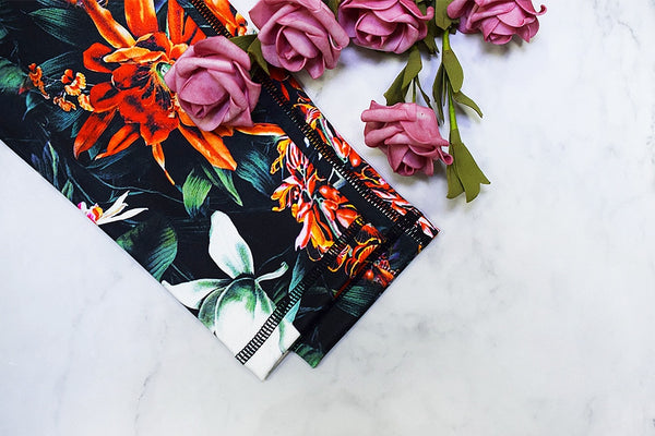 Seamless Floral Print Sports Yoga Set Gym Fitness Tracksuit Fashion Top Leggings Suit Jogging Workout Training Dance Clothing | Vimost Shop.