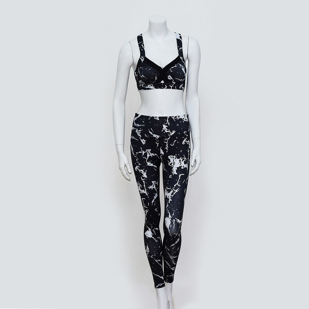 Seamless Print Sports Yoga Set Gym Fitness Running Tracksuit Fashion Bra Top Leggings Set Jogging Dance Workout New Clothing | Vimost Shop.