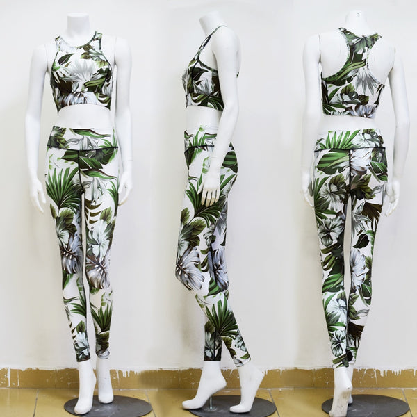 Seamless Floral Print Sports Yoga Set Gym Fitness Tracksuit Fashion Top Leggings Suit Jogging Workout Training Dance Clothing | Vimost Shop.