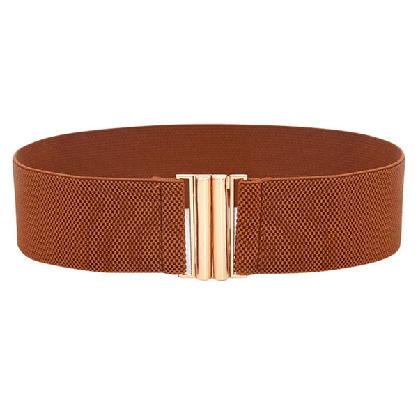 Fashion Female Brief Artificial Leather Wide Belt Women Elastic Cummerbund Strap Dress Accessories Alloy Stretch Buckle Girdle | Vimost Shop.