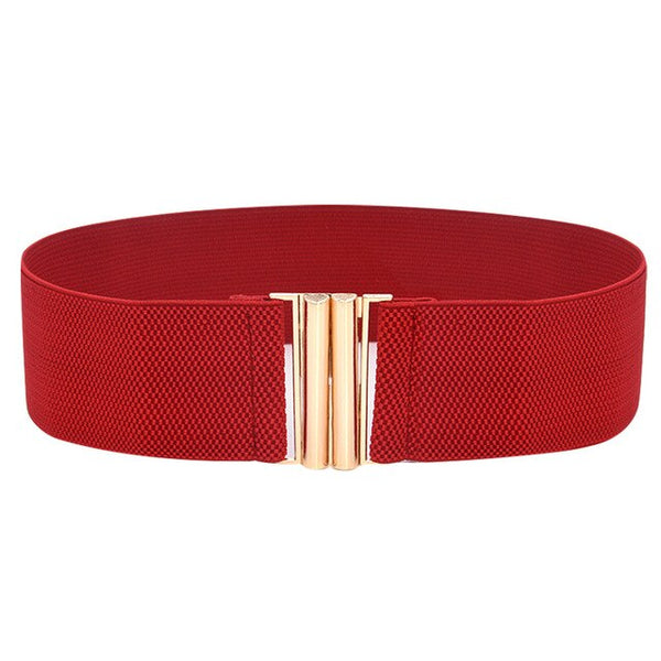 Fashion Female Brief Artificial Leather Wide Belt Women Elastic Cummerbund Strap Dress Accessories Alloy Stretch Buckle Girdle | Vimost Shop.