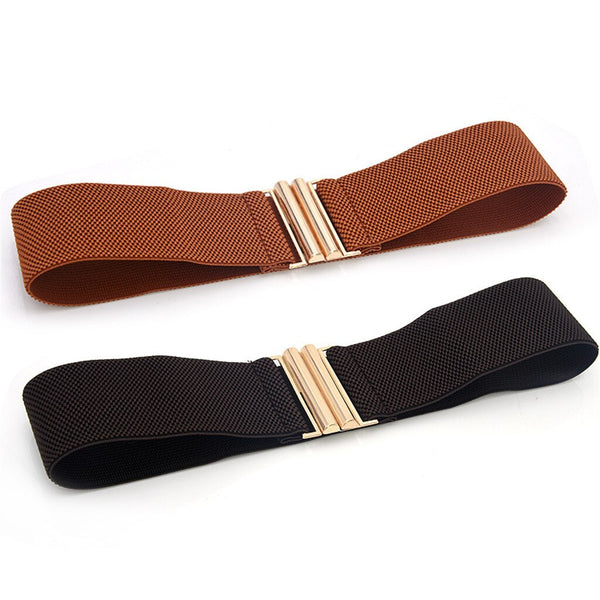 Fashion Female Brief Artificial Leather Wide Belt Women Elastic Cummerbund Strap Dress Accessories Alloy Stretch Buckle Girdle | Vimost Shop.