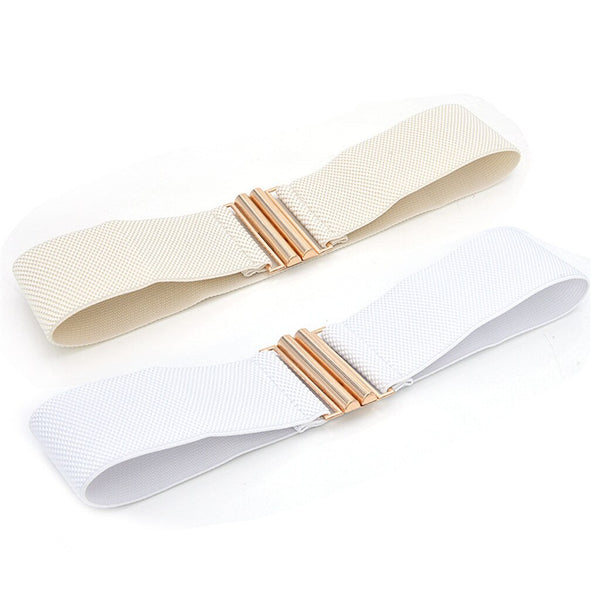 Fashion Female Brief Artificial Leather Wide Belt Women Elastic Cummerbund Strap Dress Accessories Alloy Stretch Buckle Girdle | Vimost Shop.