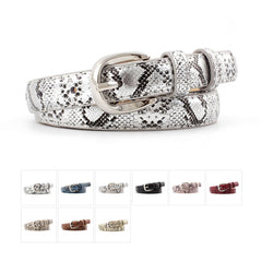 lady Snake Skin Print Belts For Women Gold Pin Buckle Waistband PU Leather Belt Women Snake Pattern Dress Jeans Leather Belt