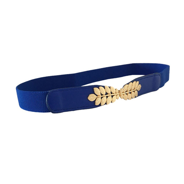 Women Belt Metal Leaf Buckle Leather Belt Elastic Waistband Skinny Slim Decoration Belt For Dress pasek damski ceinture femme #L | Vimost Shop.