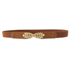 Women Belt Metal Leaf Buckle Leather Belt Elastic Waistband Skinny Slim Decoration Belt For Dress pasek damski ceinture femme #L | Vimost Shop.