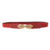 Women Belt Metal Leaf Buckle Leather Belt Elastic Waistband Skinny Slim Decoration Belt For Dress pasek damski ceinture femme #L | Vimost Shop.