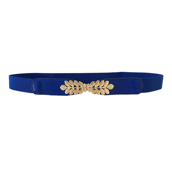 Women Belt Metal Leaf Buckle Leather Belt Elastic Waistband Skinny Slim Decoration Belt For Dress pasek damski ceinture femme #L | Vimost Shop.