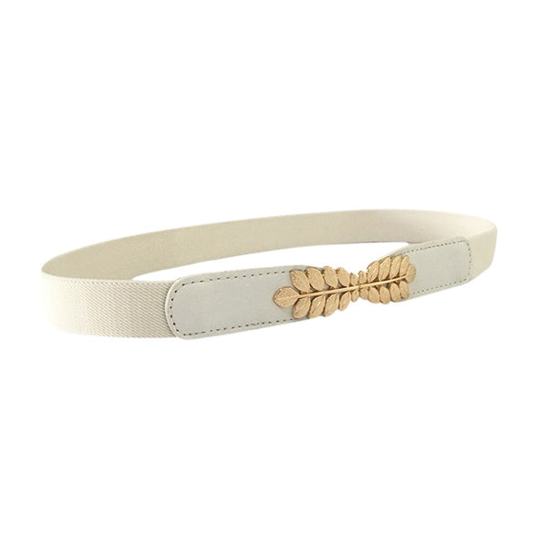 Women Belt Metal Leaf Buckle Leather Belt Elastic Waistband Skinny Slim Decoration Belt For Dress pasek damski ceinture femme #L | Vimost Shop.