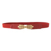 Women Belt Metal Leaf Buckle Leather Belt Elastic Waistband Skinny Slim Decoration Belt For Dress pasek damski ceinture femme #L | Vimost Shop.