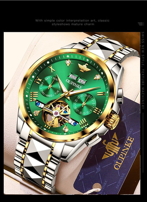 Luxury Men Watches Automatic Sapphire Green Watch Men Tungsten steel Waterproof Business Sport Mechanical Wristwatch | Vimost Shop.