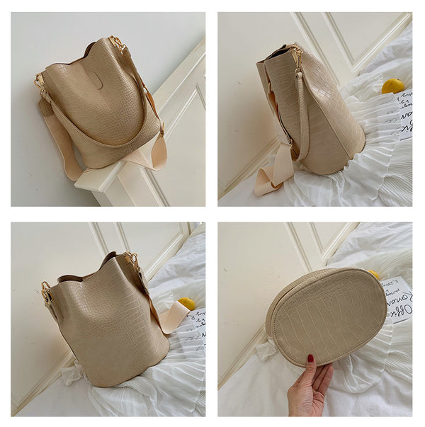 Fashion Pu Leather Big Bag Women's New Crocodile Shoulder Bucket Bag Large Capacity Travel Broadband Ladies Party Messenger Bag | Vimost Shop.