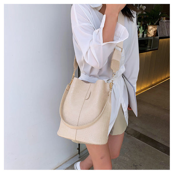 Fashion Pu Leather Big Bag Women's New Crocodile Shoulder Bucket Bag Large Capacity Travel Broadband Ladies Party Messenger Bag | Vimost Shop.