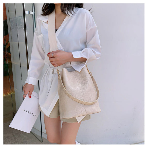 Fashion Pu Leather Big Bag Women's New Crocodile Shoulder Bucket Bag Large Capacity Travel Broadband Ladies Party Messenger Bag | Vimost Shop.