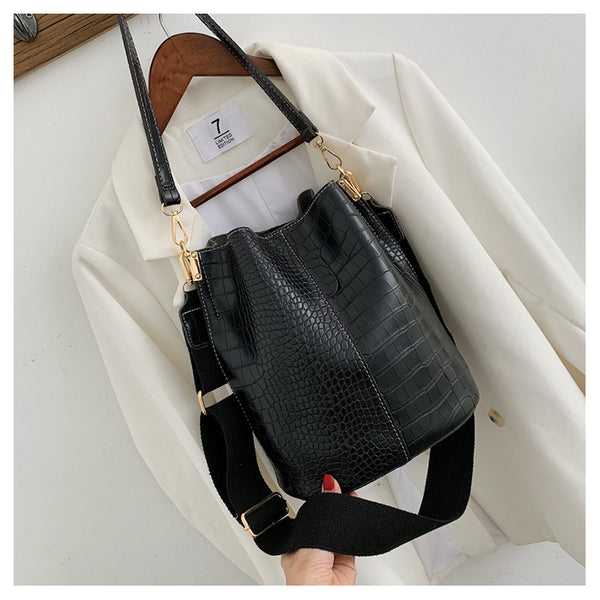 Fashion Pu Leather Big Bag Women's New Crocodile Shoulder Bucket Bag Large Capacity Travel Broadband Ladies Party Messenger Bag | Vimost Shop.