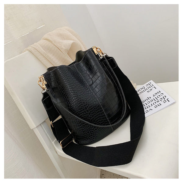 Fashion Pu Leather Big Bag Women's New Crocodile Shoulder Bucket Bag Large Capacity Travel Broadband Ladies Party Messenger Bag | Vimost Shop.