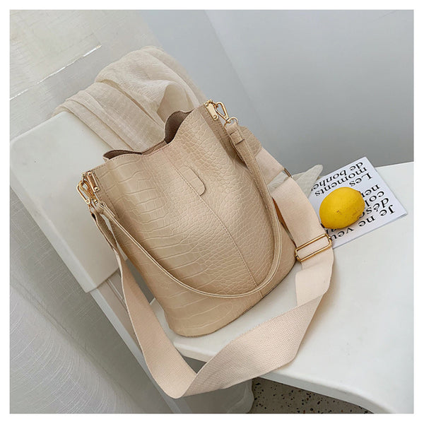 Fashion Pu Leather Big Bag Women's New Crocodile Shoulder Bucket Bag Large Capacity Travel Broadband Ladies Party Messenger Bag | Vimost Shop.