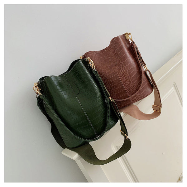 Fashion Pu Leather Big Bag Women's New Crocodile Shoulder Bucket Bag Large Capacity Travel Broadband Ladies Party Messenger Bag | Vimost Shop.