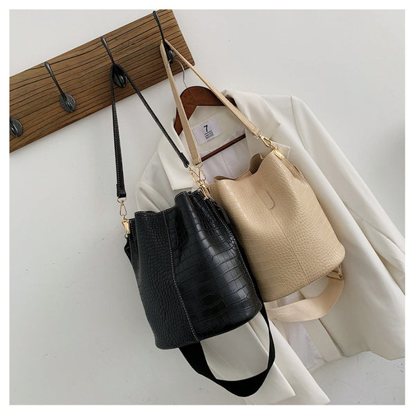 Fashion Pu Leather Big Bag Women's New Crocodile Shoulder Bucket Bag Large Capacity Travel Broadband Ladies Party Messenger Bag | Vimost Shop.
