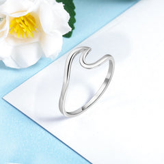 925 Sterling Silver Ocean Wave Rings for Women Simple Female Finger Ring Wedding Bands Fine Jewelry Accessories